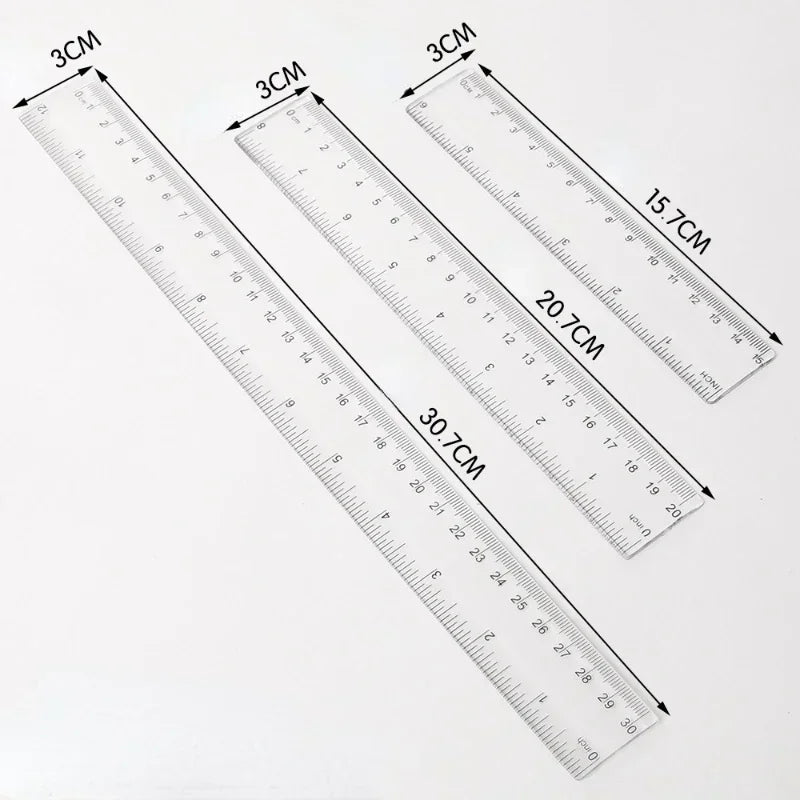 15cm 20cm 30cm Straight Ruler Transparent Plastic Ruler Drawing Tool Desk Accessories Student Stationery School Office Supplies