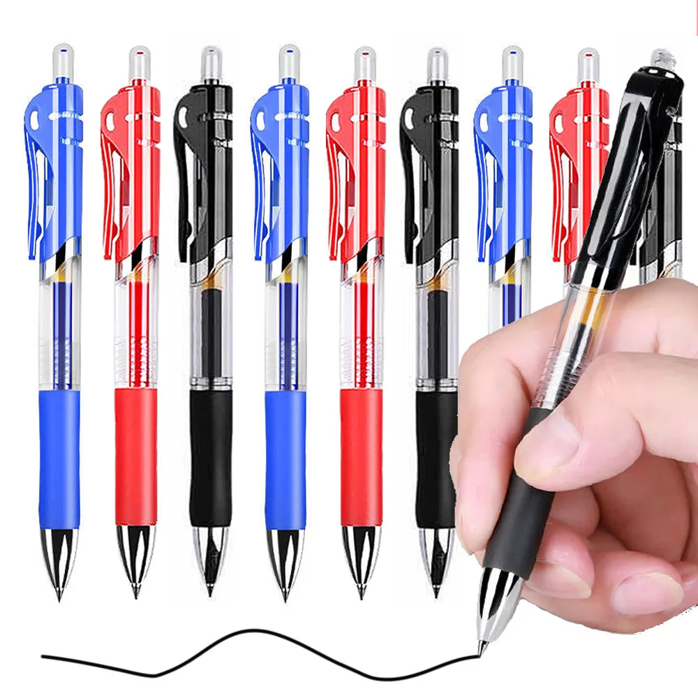 Retractable 0.5mm Red Blue Black Ink Gel Pens Colored Aesthetic Stationery Pen Supplies Ballpoint&Office Pencils Writing School